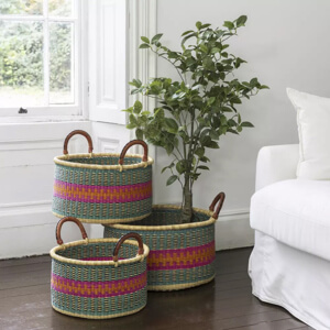 Grand Illusions Round Basket with Handles Afia